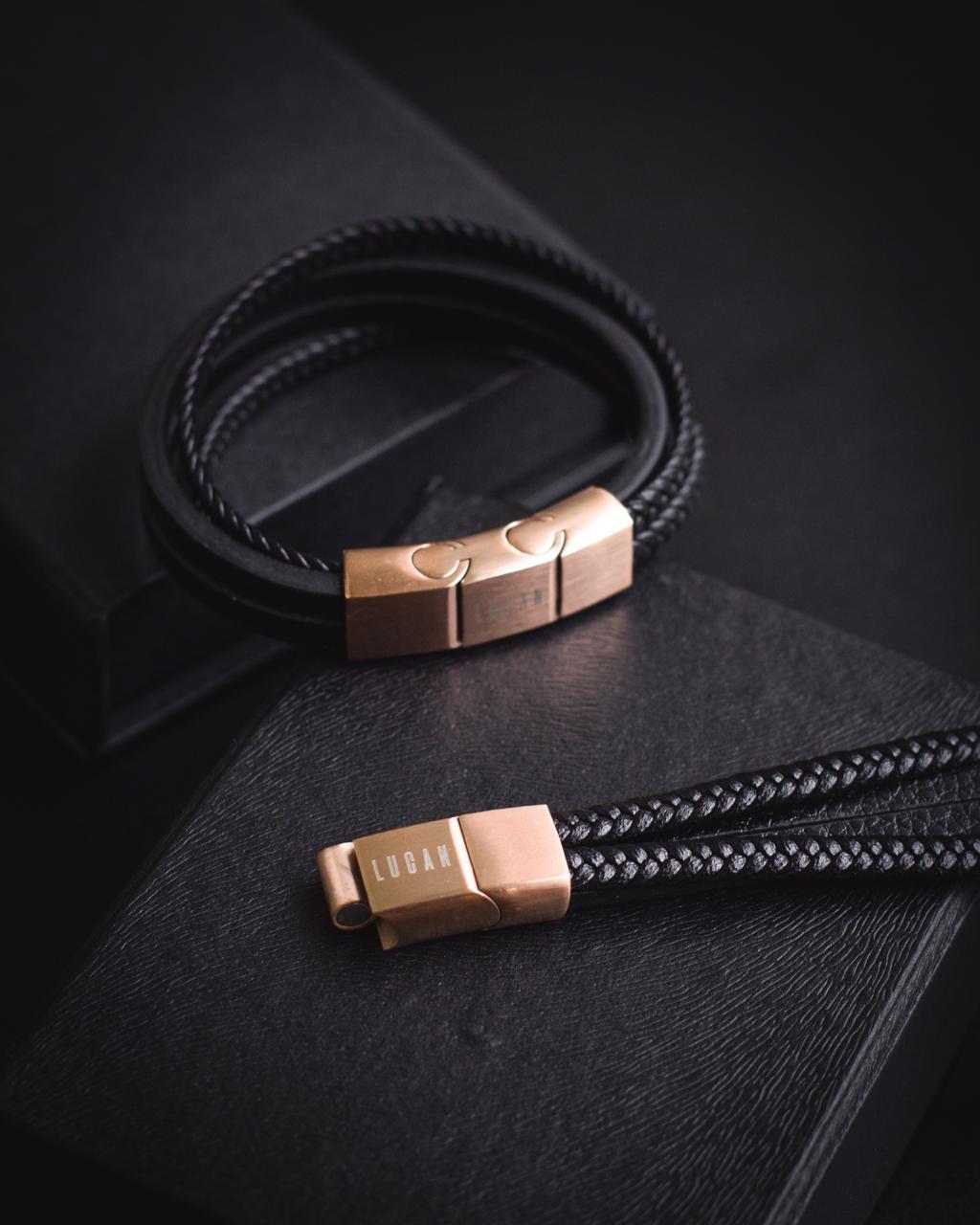 68-Gold Combleaf-1 Gelang Pria Gelang Kulit Gelang